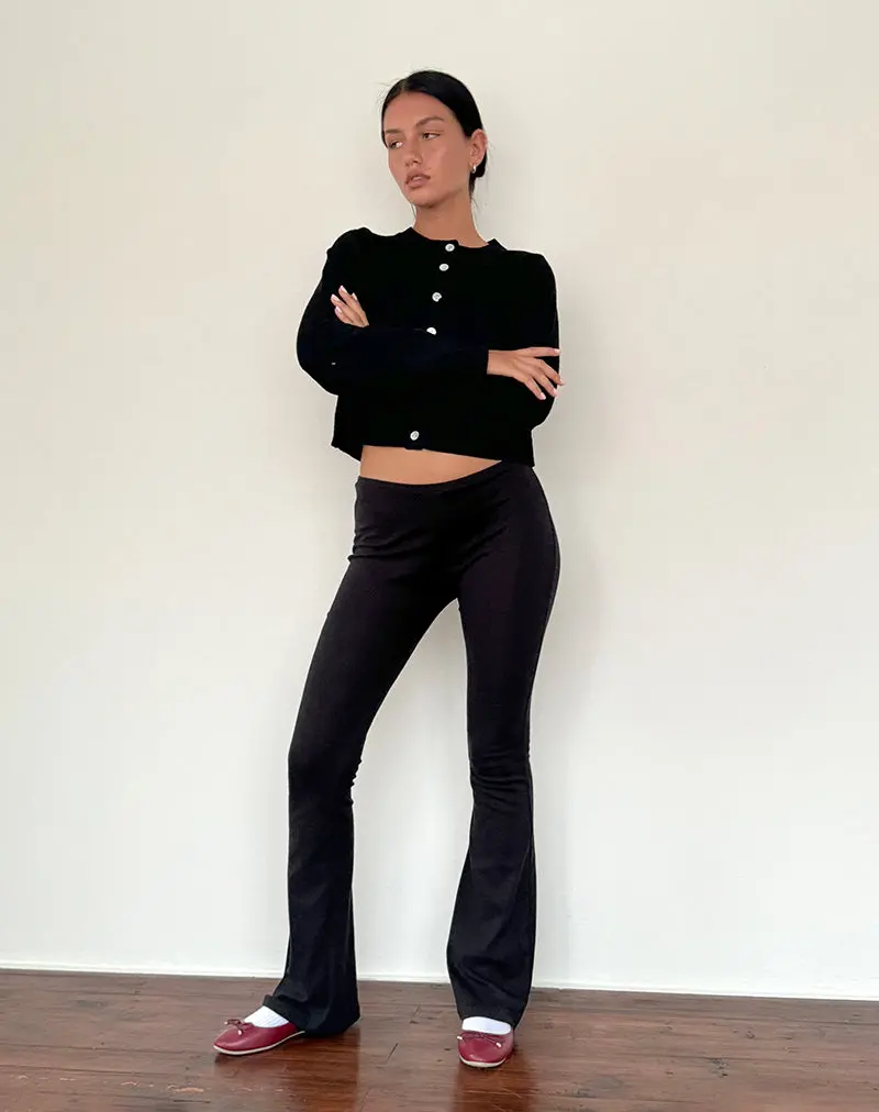 Joxiel Soft Rib Flared Trouser In Black 1