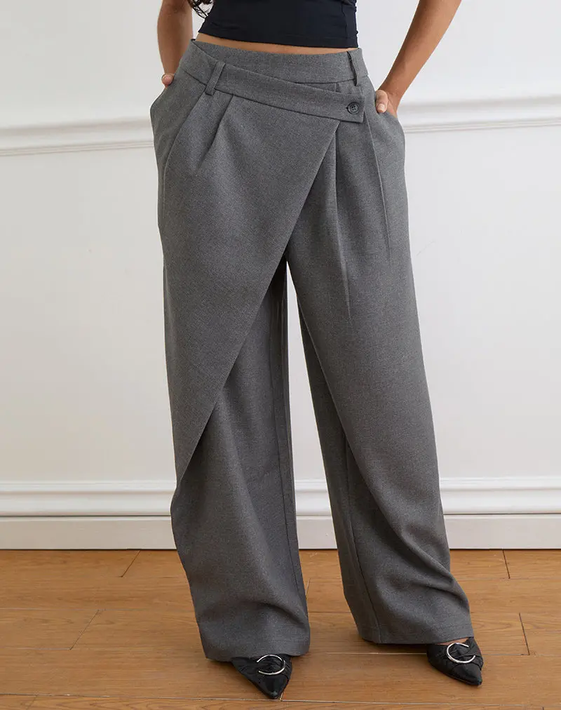 Kanna Asymmetric Trouser In Tailoring Charcoal 1