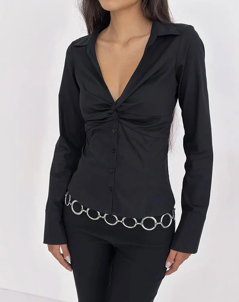 Karis Shirt In Poplin Black 1