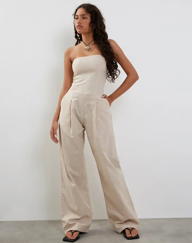 Kyaria Bandeau Jumpsuit In Ecru 1