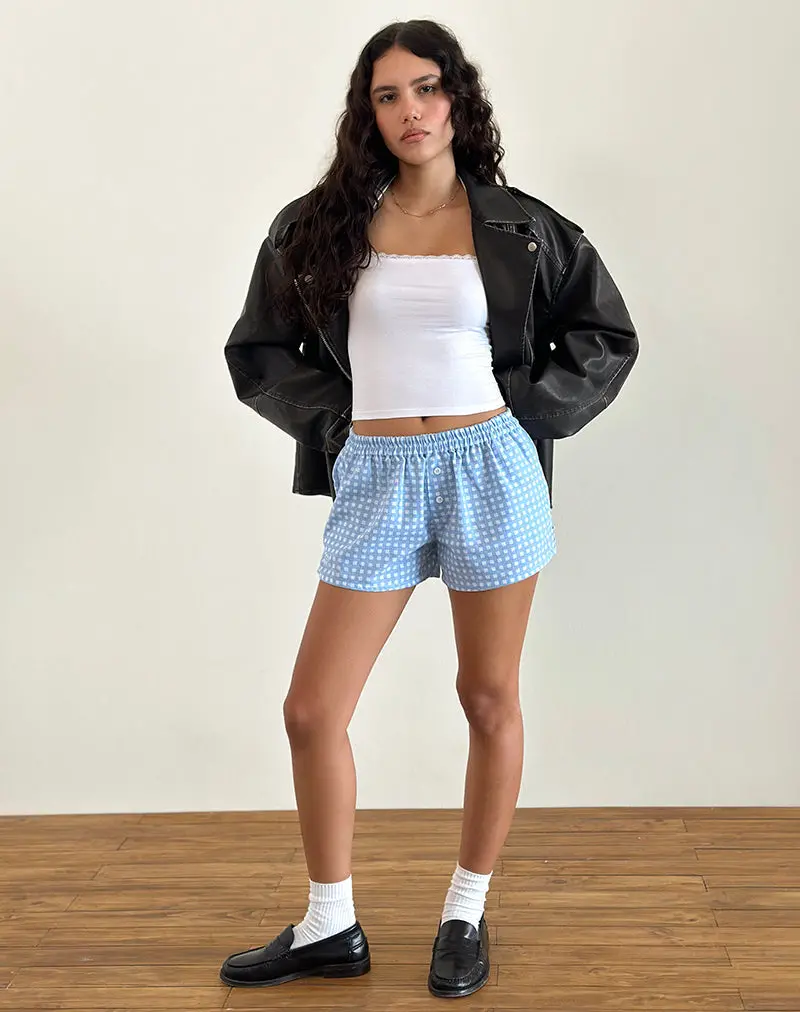 Laboxe Boxer Shorts In Blue Gingham 1
