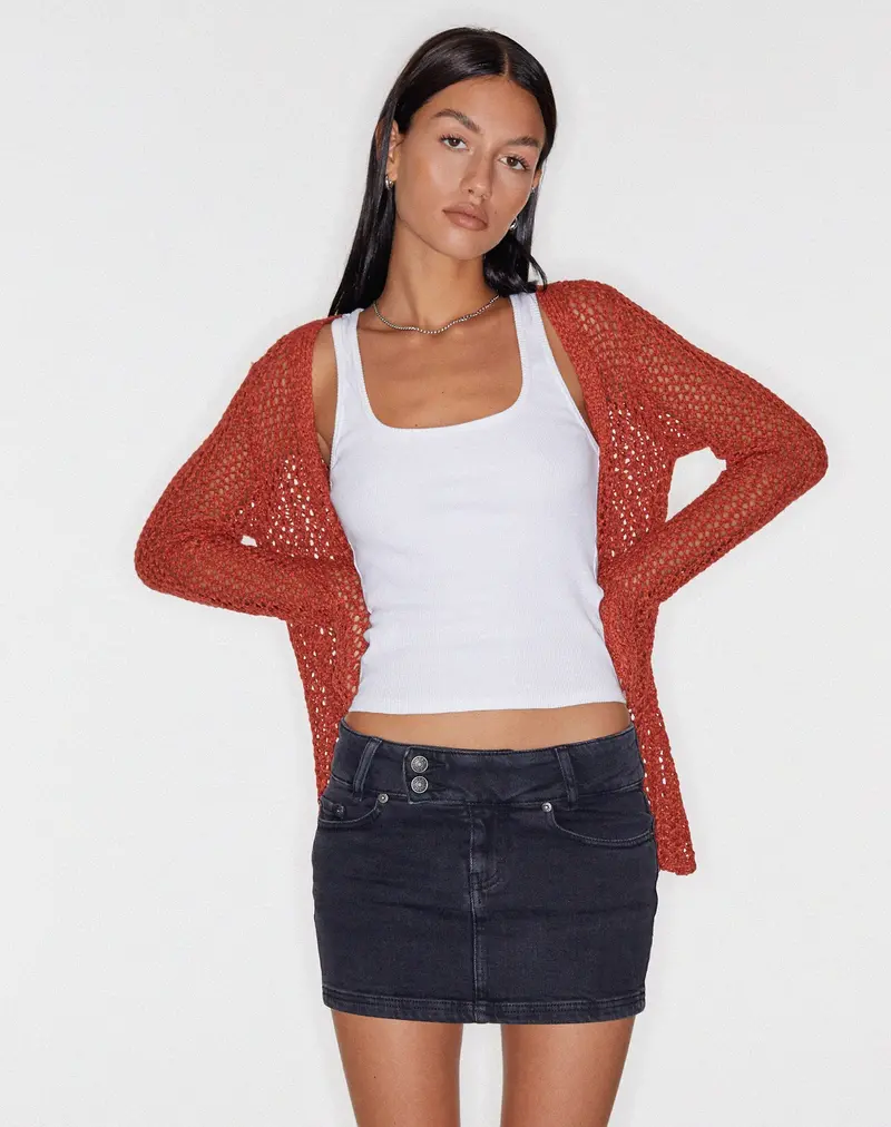 Low Rise Denim Mini Skirt Black Wash 1