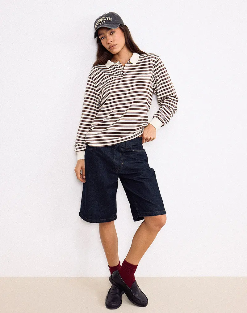 Low Rise Denim Skater Short In Indigo 1