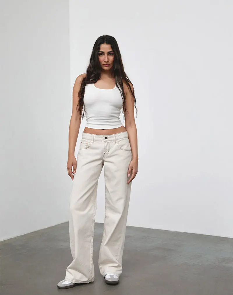 Low Rise Parallel Jeans In Off White 1