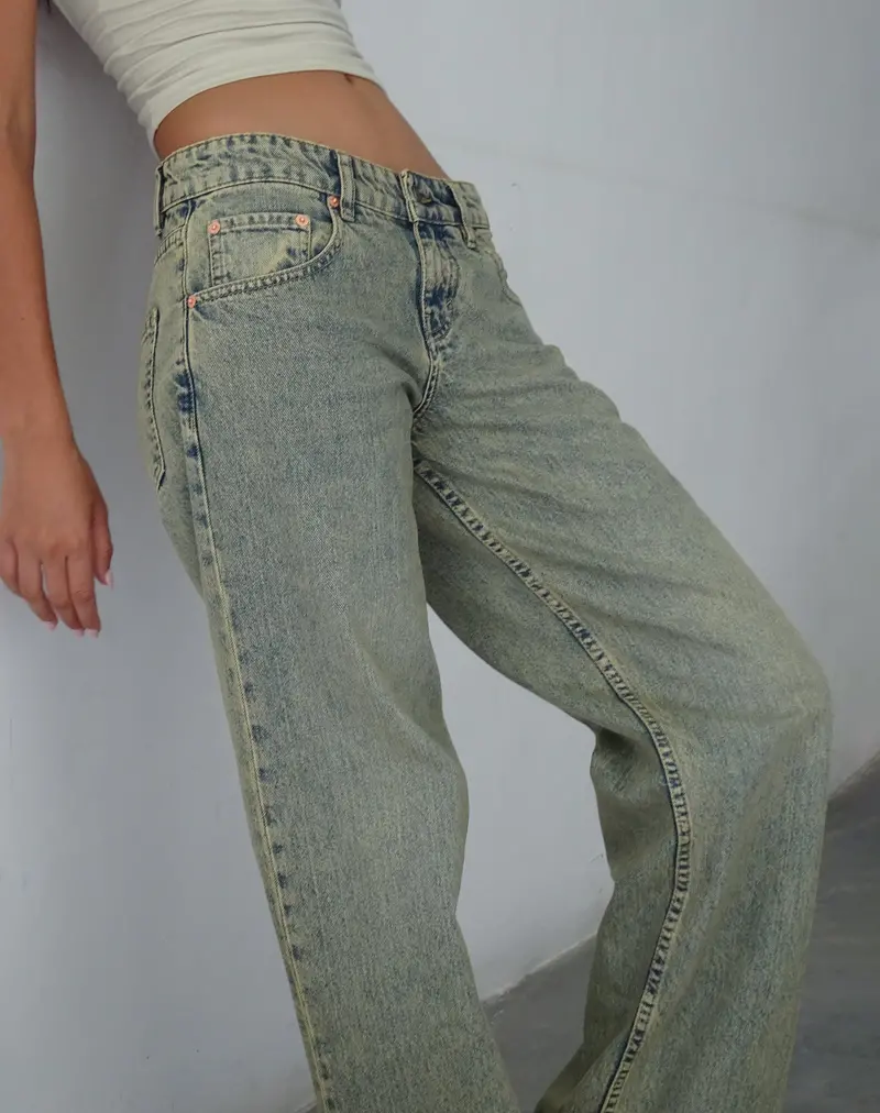 Low Rise Parallel Jeans In Sandy Blue Acid 1