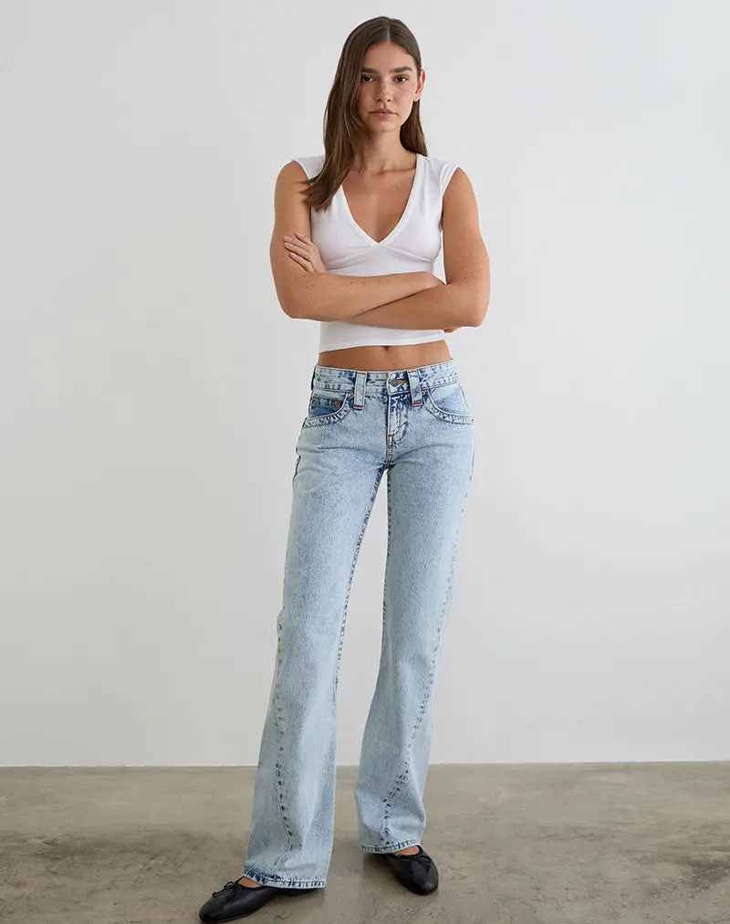 Low Rise Twisted Seam Jeans In 80'S Blue Wash 1