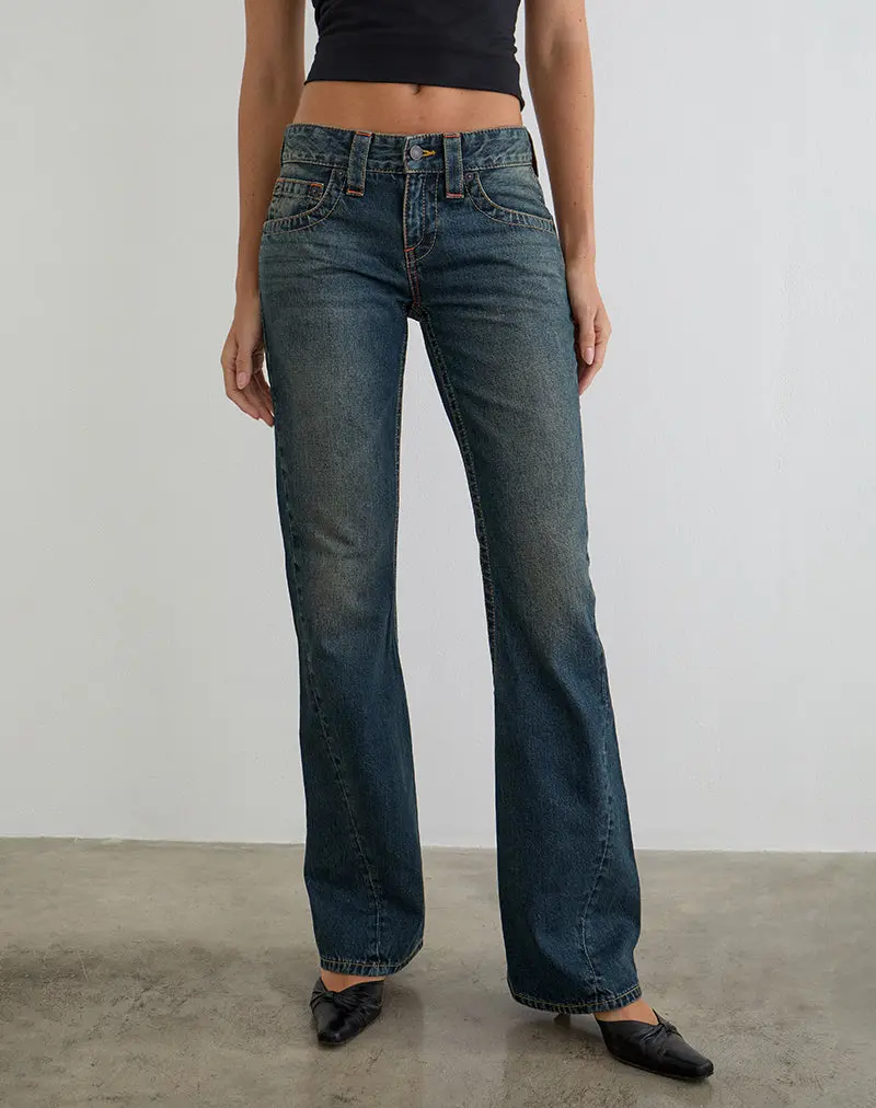Low Rise Twisted Seam Jeans In Dirty Green 1