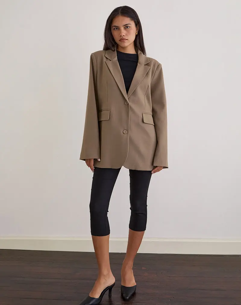 Maiwa Blazer In Textured Tailoring Beige 1