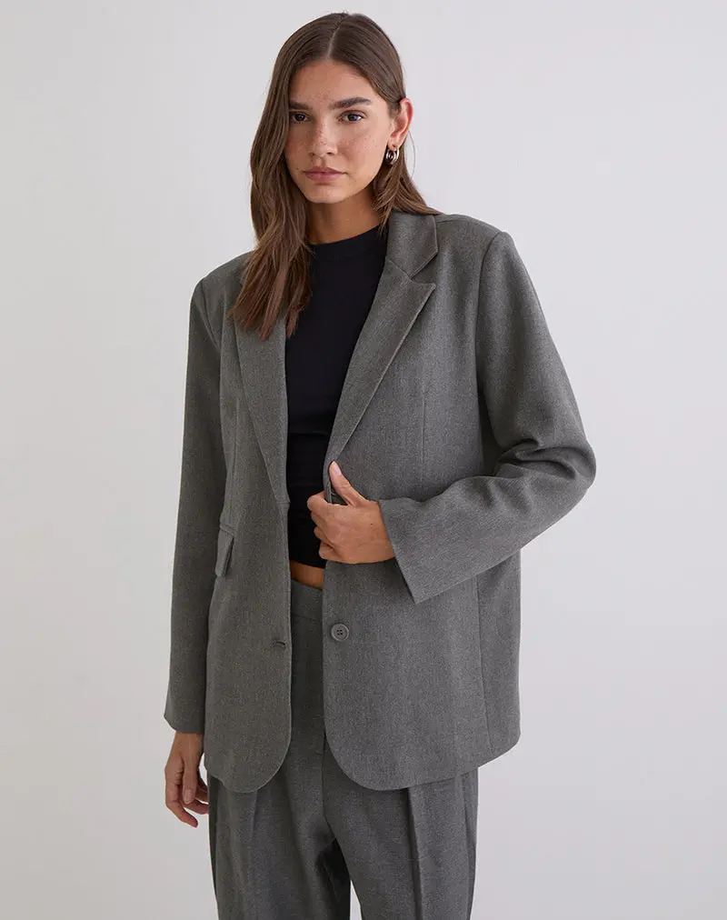 Maiwa Textured Tailoring Blazer In Charcoal 1