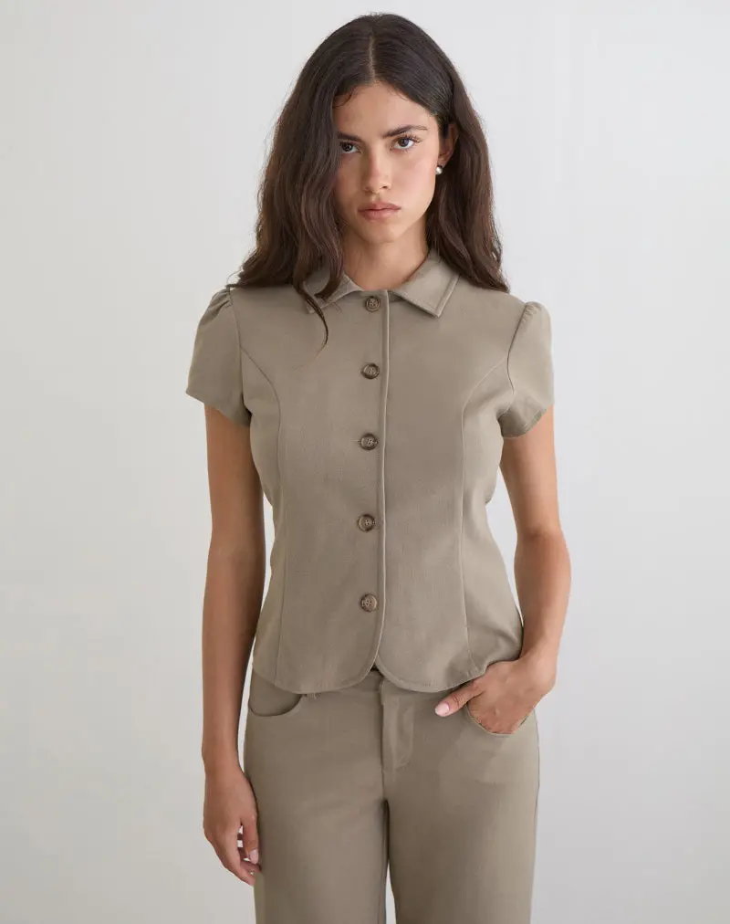 Maorah Blouse In Tailoring Light Taupe 1