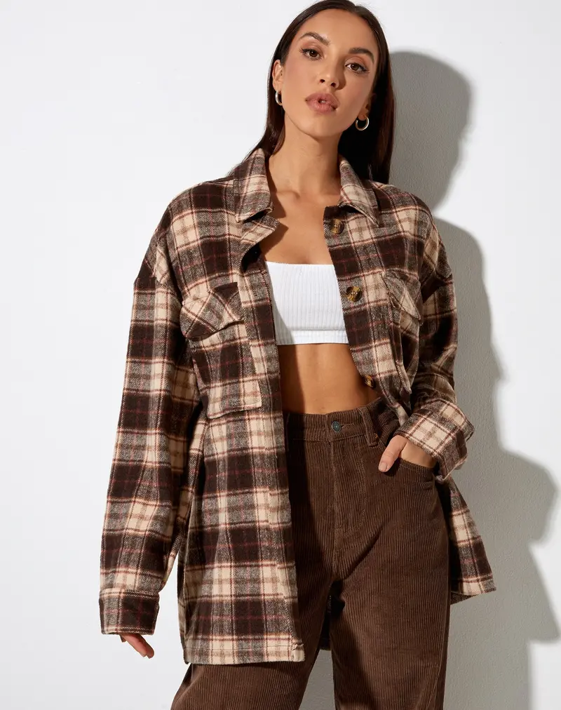 Marcella Shirt In Brown And Cream Check 1