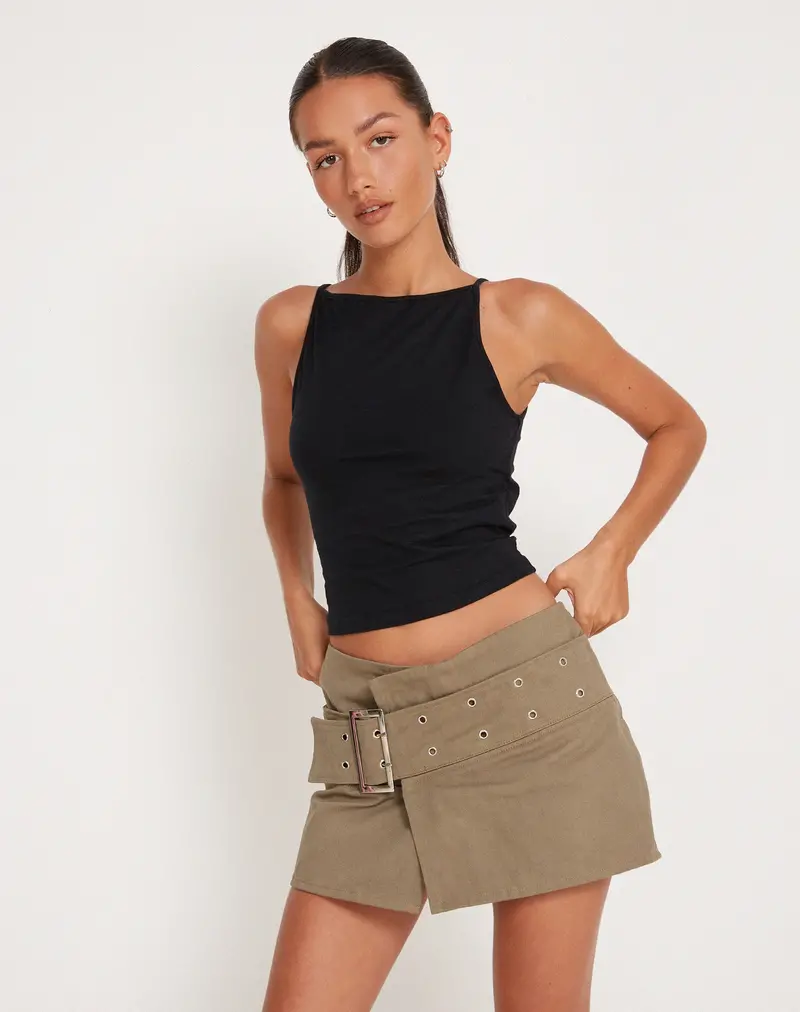 Moa Mini Skirt In Khaki 1