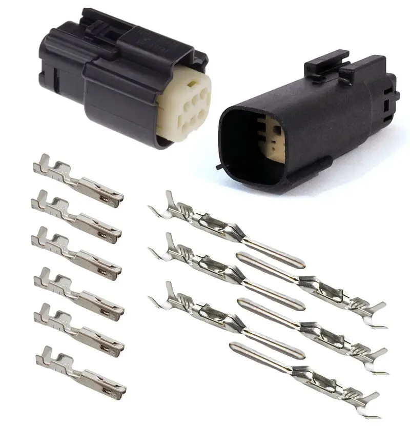 Molex Mx150 Black 6 Pin Wire Sealed Connector Set Male And Female With Pins For Harley And Jeep 1