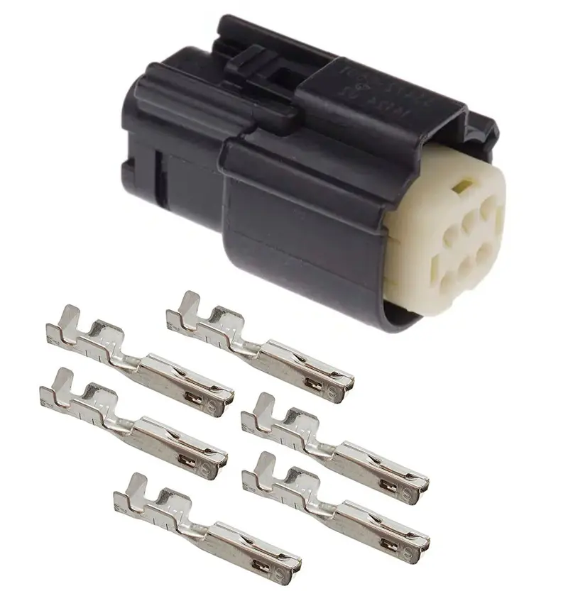 Molex Mx150 Black 6 Pin Wire Sealed Female Connector With Pins For Harley And Jeep 1