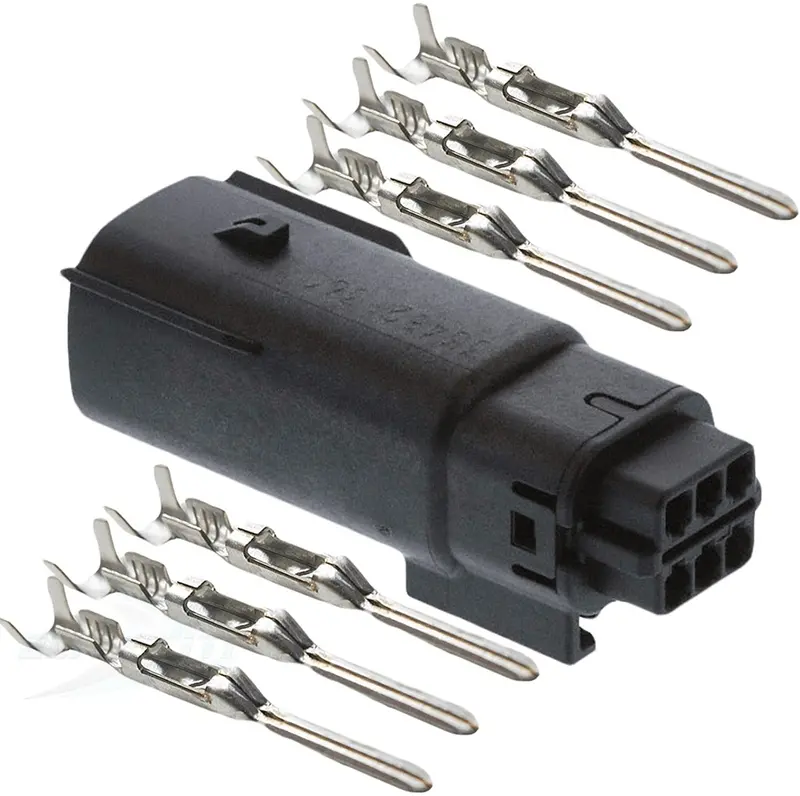 Molex Mx150 Black 6 Pin Wire Sealed Male Connector With Pins For Harley And Jeep 1