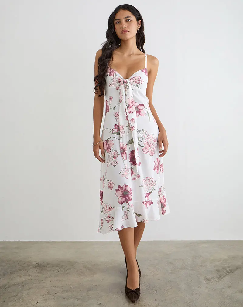 Nalami Midi Dress In Femme Floral White 1