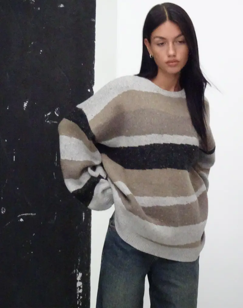 Namari Jumper In Abstract Grey And Tan 1