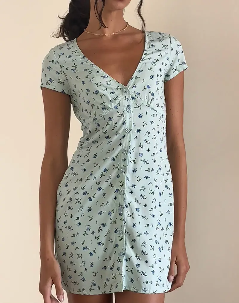 Omoni Dress In Pretty Petal Green 1