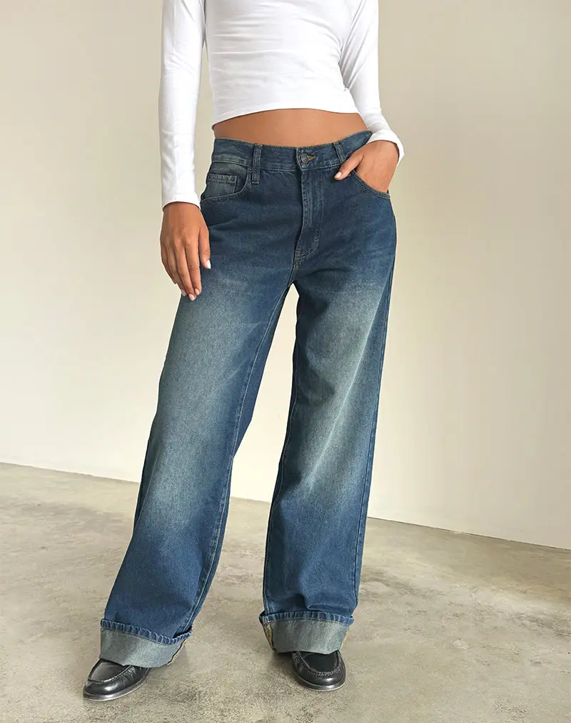 Oversized Dad Low Rise Jeans In Dark Vintage 1