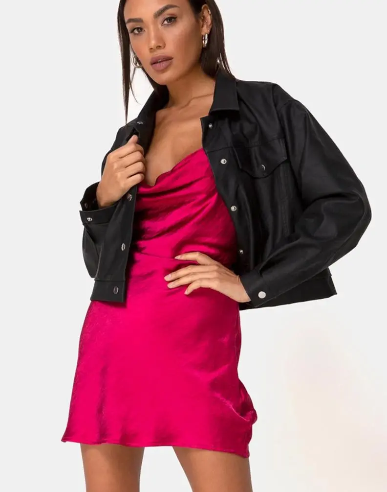 Paiva Slip Dress In Satin Cherry 1