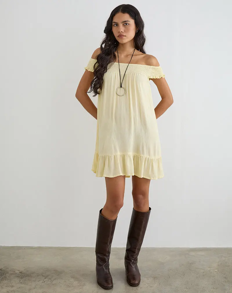 Panasi Mini Dress In Crinkle Butter Yellow 1