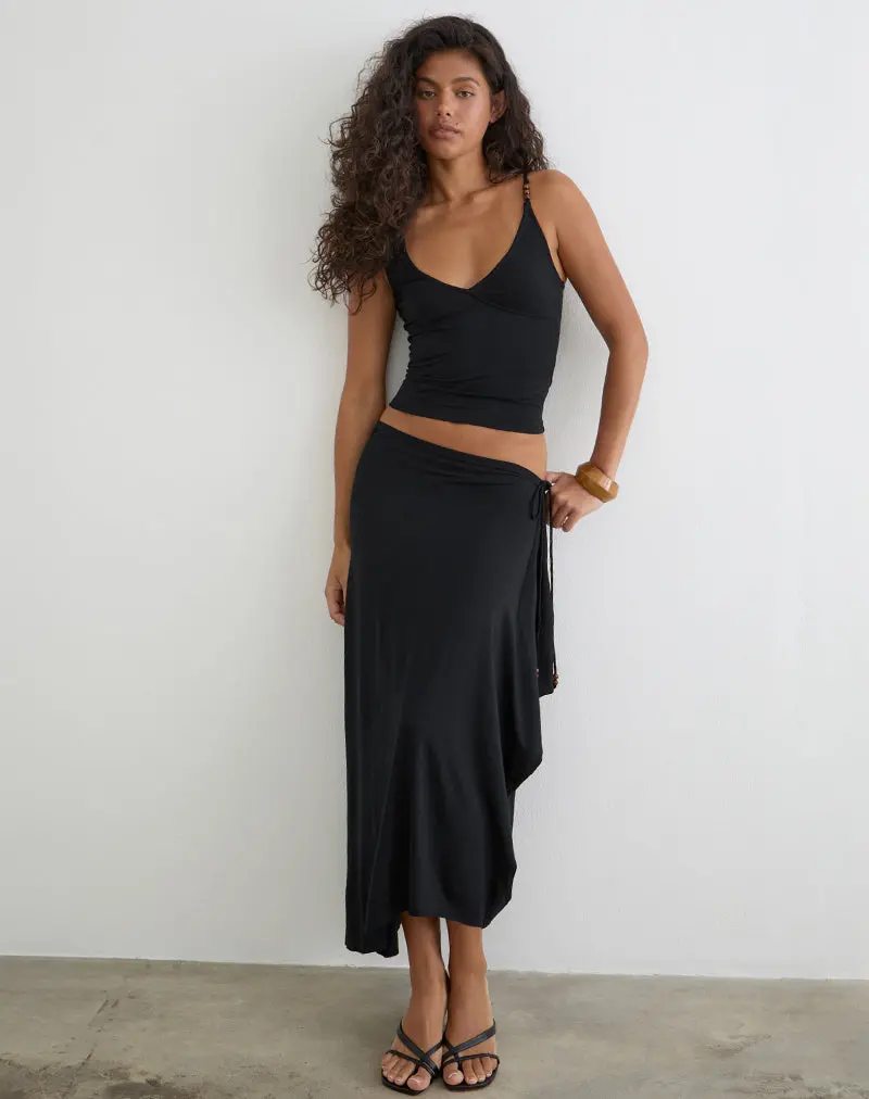 Phemia Maxi Skirt With Beads In Jersey Black 1