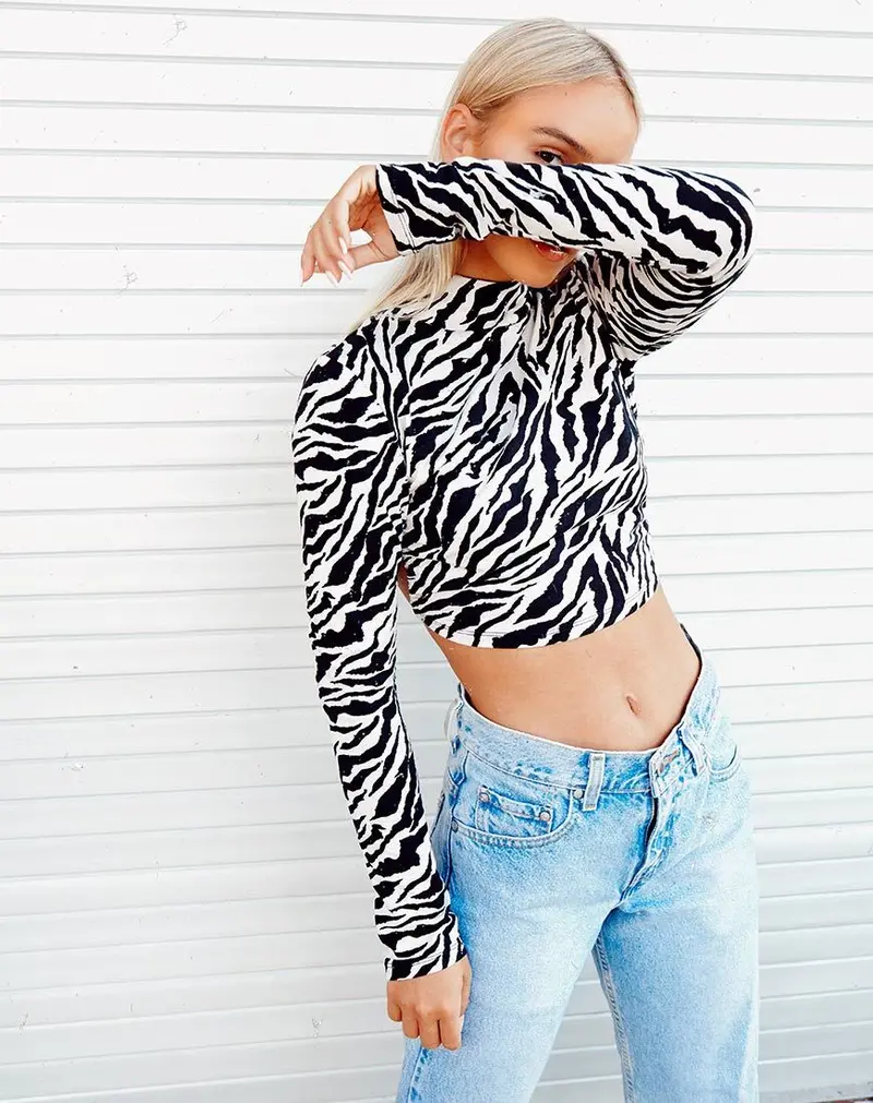 Quelia Crop Top In 90'S Zebra 1
