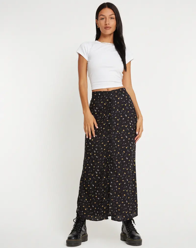 Rima Maxi Skirt In Pretty Petal Black 1
