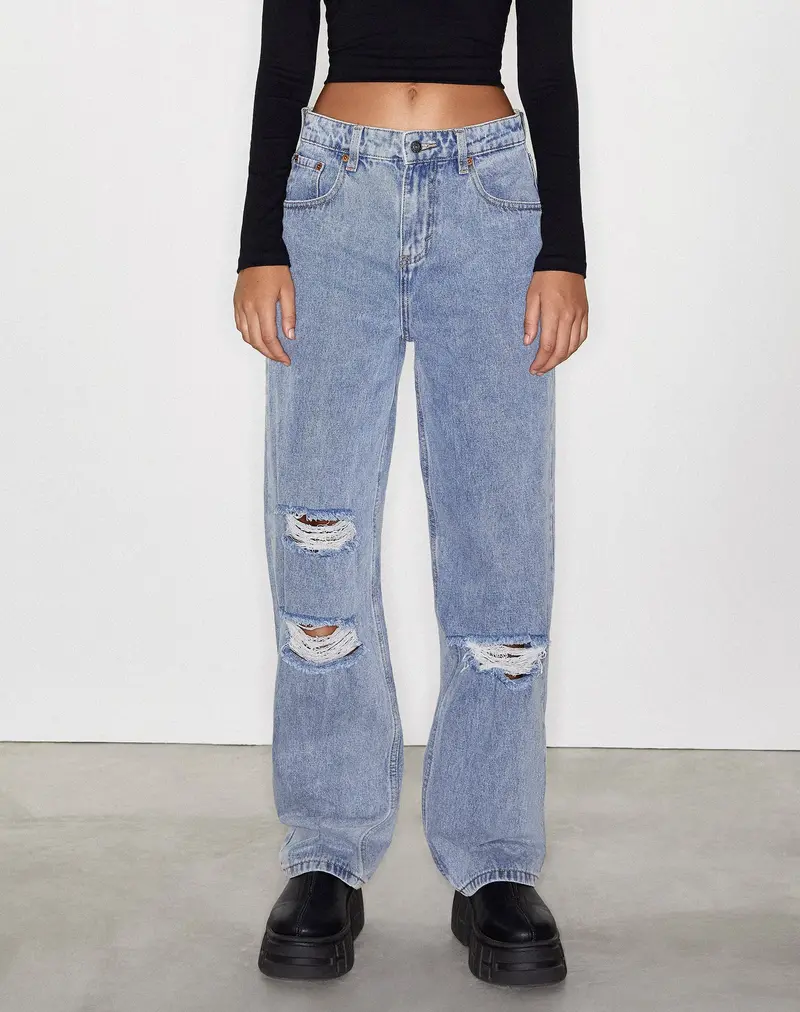 Rips Parallel Jean In Light Wash 1