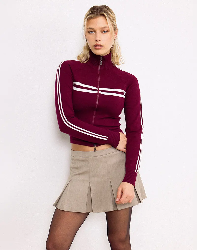 Ronaso Pleated Mini Skirt In Light Brown 1