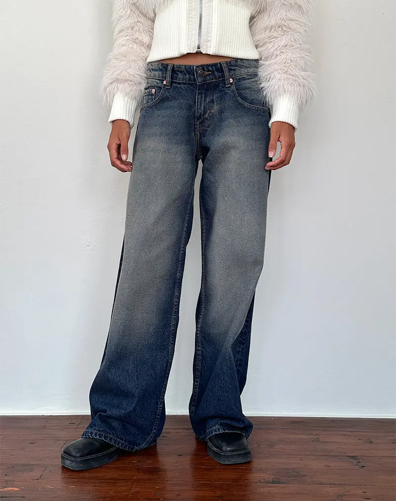 Roomy Extra Wide Low Rise Jeans In Amber Wash 1
