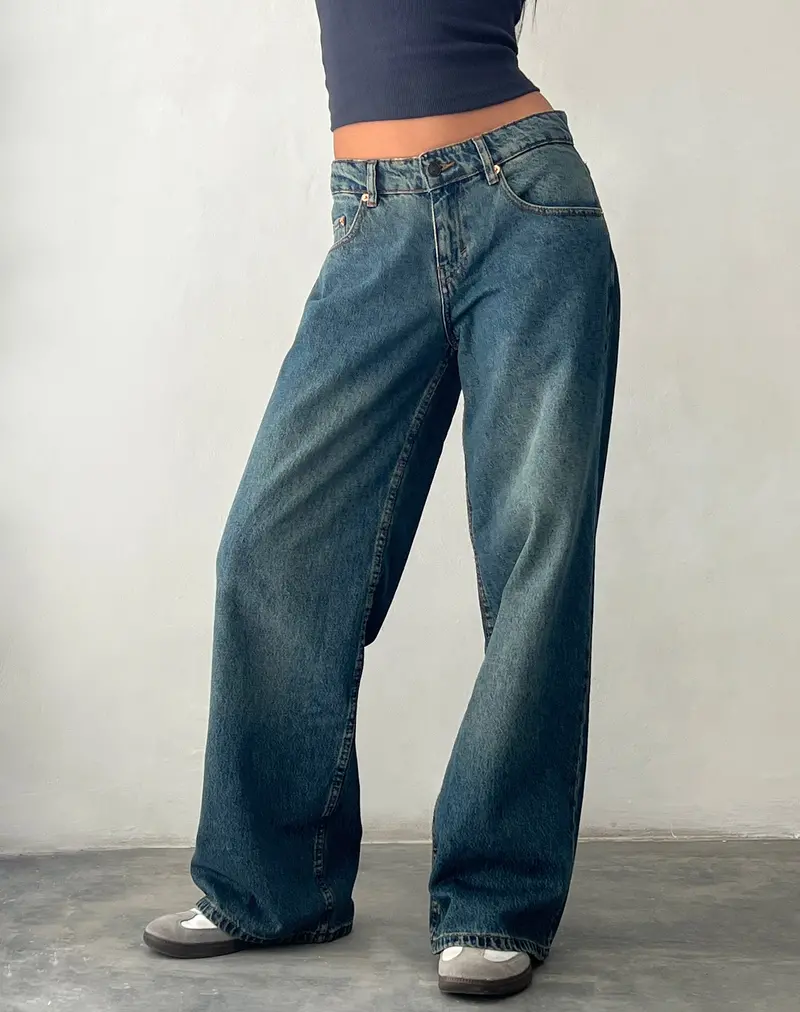 Roomy Extra Wide Low Rise Jeans In Brown Blue Acid 1