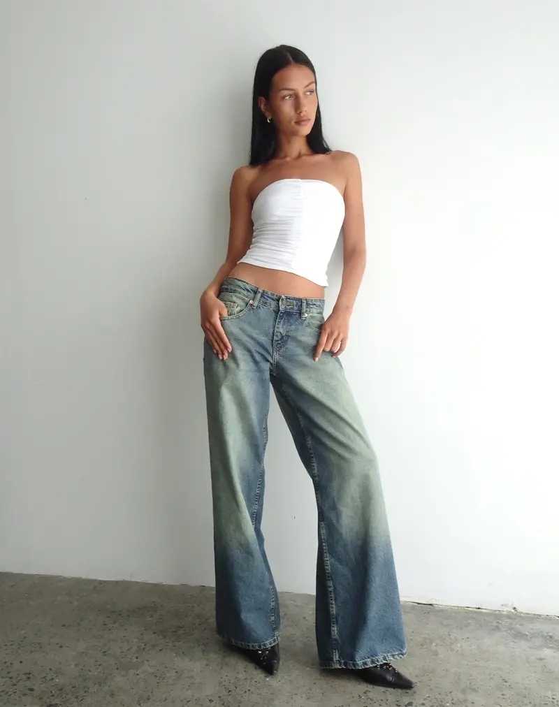Roomy Extra Wide Low Rise Jeans In Extreme Blue Green 1