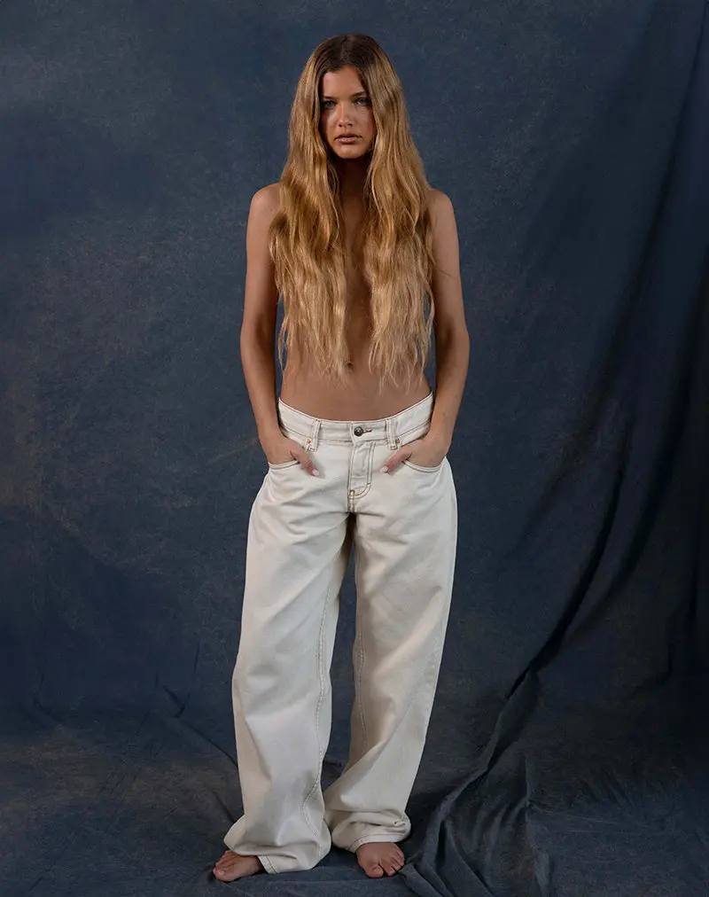 Roomy Extra Wide Low Rise Jeans In Off White 1