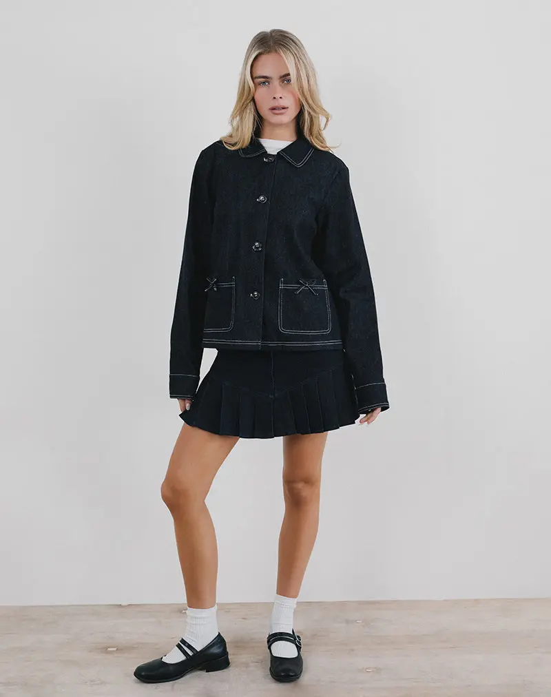 Rosdi Bow Embellished Jacket In Dark Indigo 1