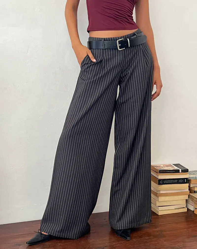 Sagawa Tailored Trouser In Dark Grey Pinstripe 1