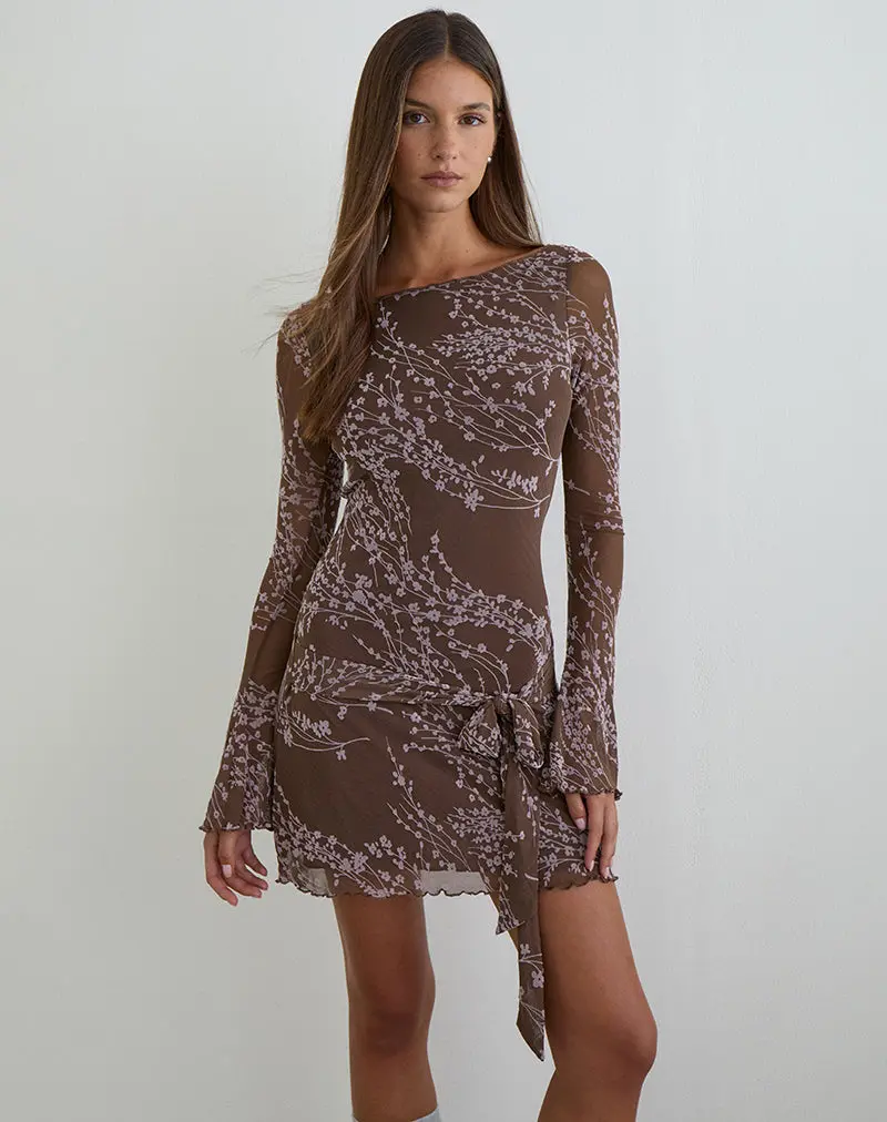 Salira Mini Dress In Moonlit Blossom Brown 1