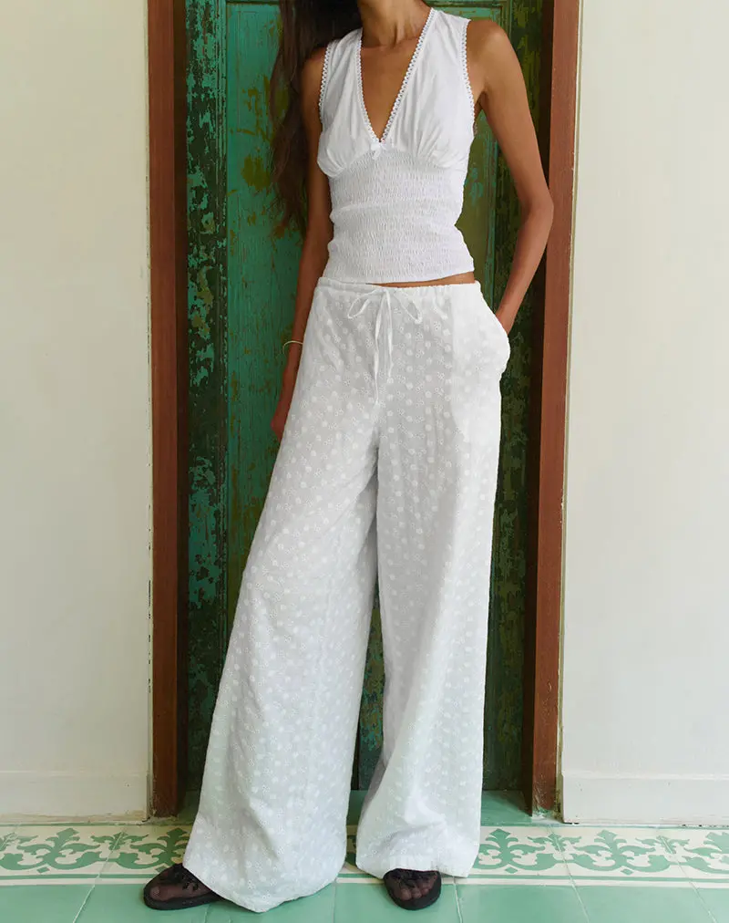 Samir Trouser In Broderie White 1