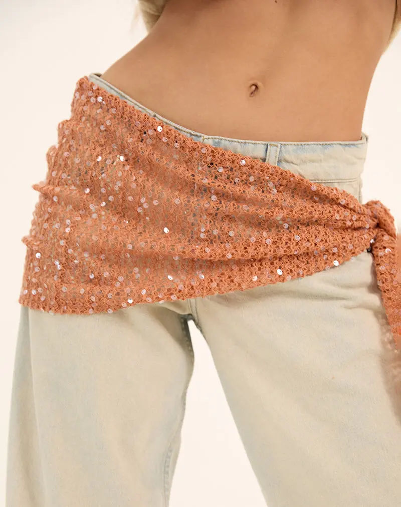 Sanu Sarong In Sequin Knit Orange 1