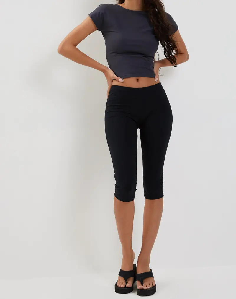 Shine Capri Pants In Black Lycra 1
