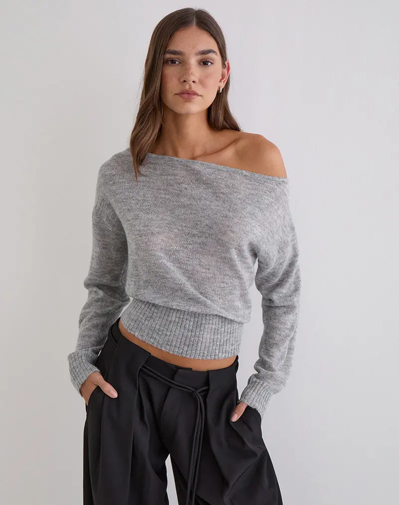 Suena Asymmetric Jumper In Grey 1