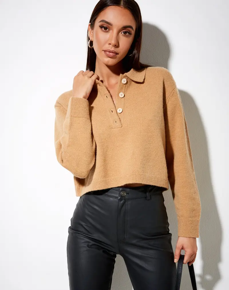 Tallis Jumper In Knit Tan 1