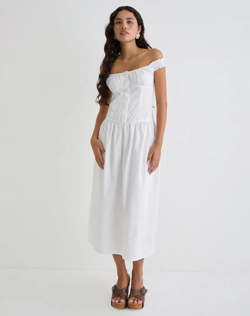 Tamashi Off The Shoulder Maxi Dress In White 1