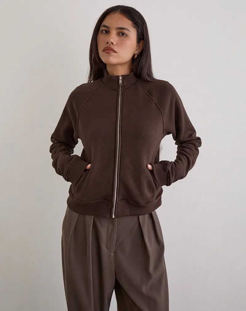 Tamayo Zip Turtleneck Jumper In Bitter Chocolate 1