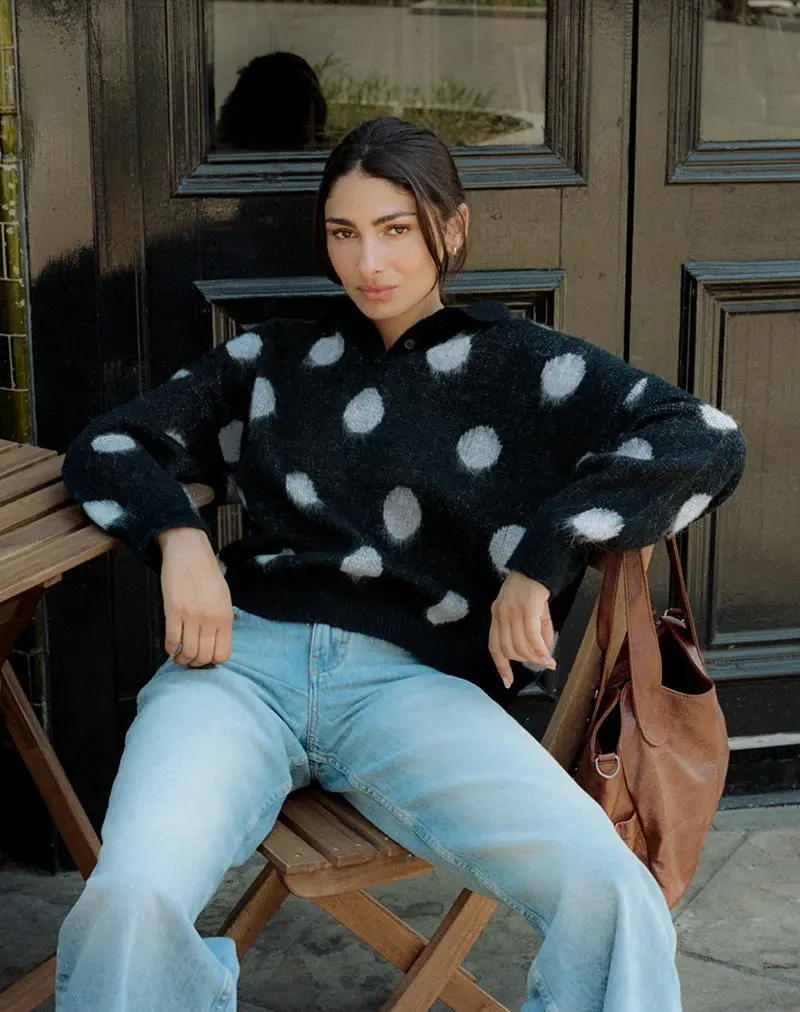 Tamika Oversized Jumper In Polka Black 1