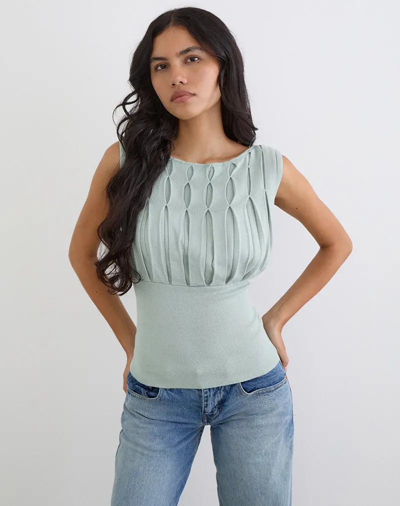Tapasya Top In Shimmer Lurex Mint Green 1