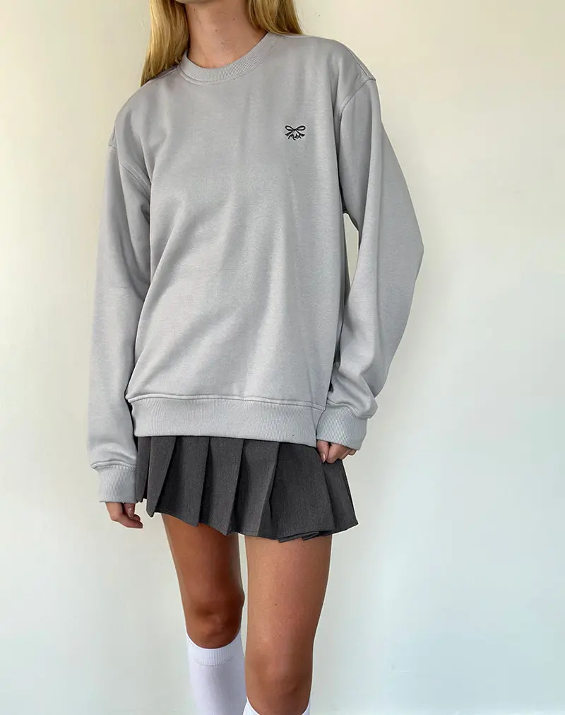 Tillie Sweatshirt In Lunar Rock With Ocean Storm Bow Embroidery 1