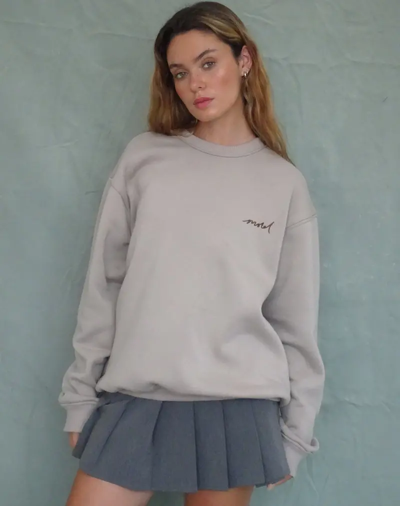Tillie Sweatshirt In Mushroom With Brown Motel Embroidery 1