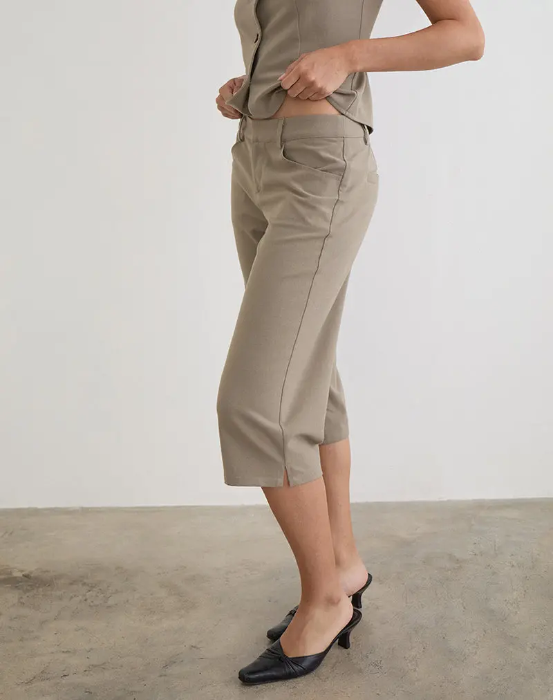 Tunian Capri Trouser In Tailoring Light Taupe 1