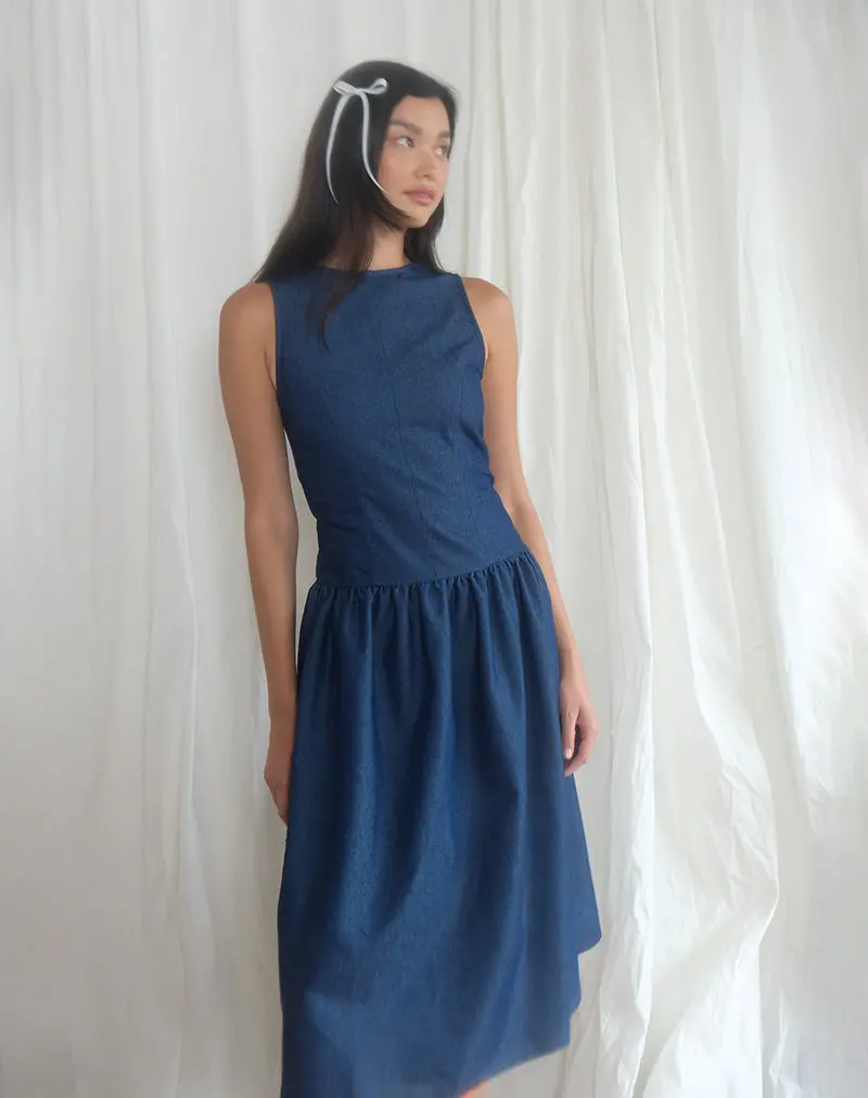 Uretta Maxi Dress In Denim Indigo 1